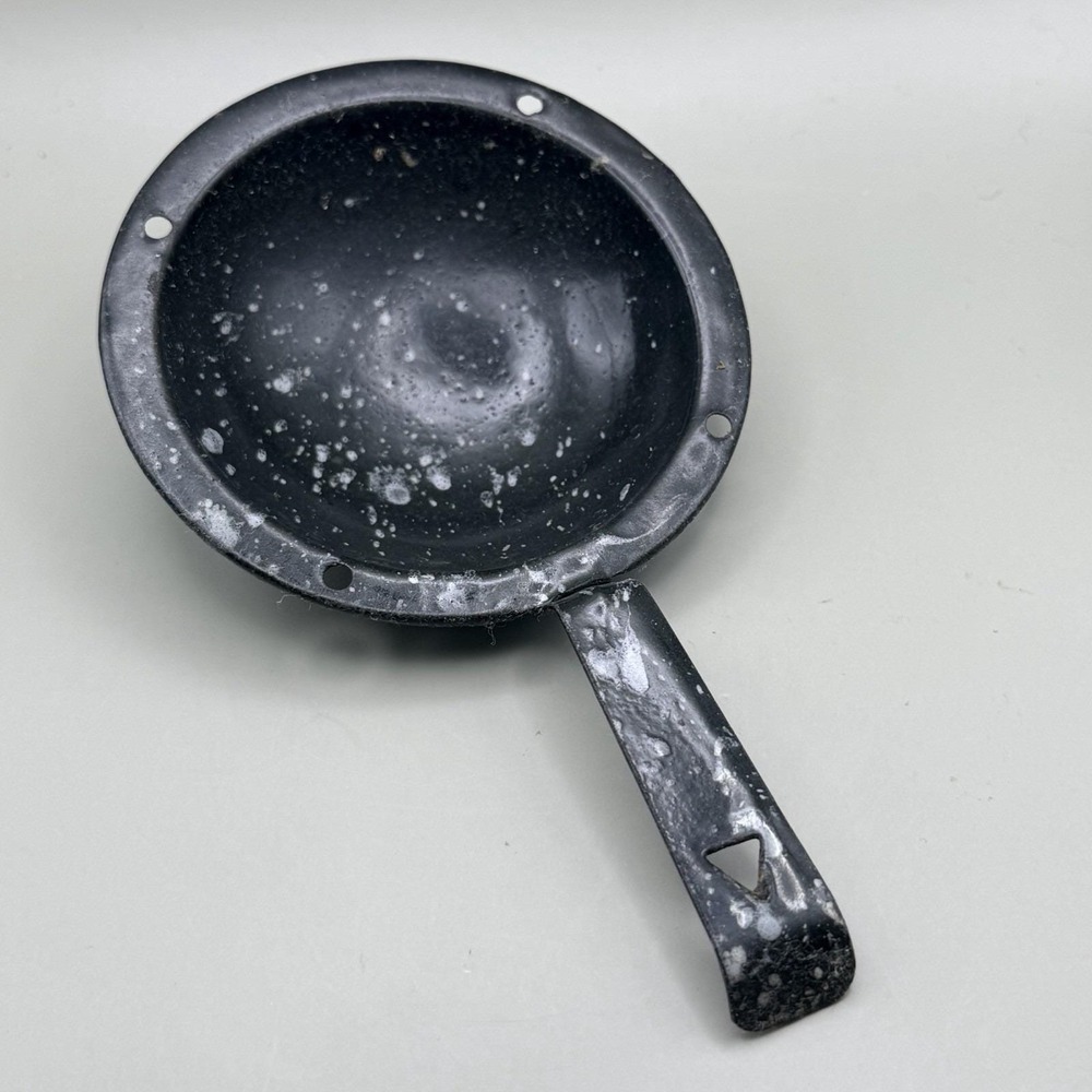 Vintage Black Speckled Enamelware Dipper Ladle Camping Rustic Farmhouse Decor